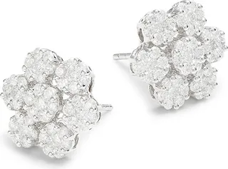 14K White Gold & Diamond Stud Earrings