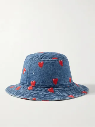 Logo-Embroidered Denim Bucket Hat