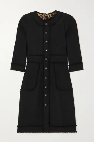 Dolce & Gabbana - Raschel Button-embellished Wool-blend Tweed Dress - Black