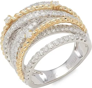 Two Tone 14K Gold & 1.88 TCW Diamond Ring