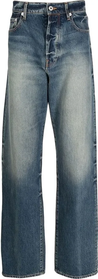 Blue Wide Leg Denim Jeans