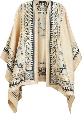 Graphic-Print Cape Coat