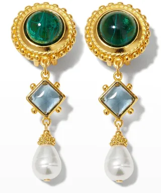 Multi Stone Clip-On Earrings