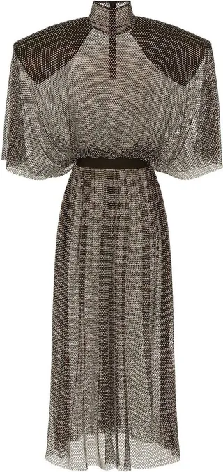 Rhinestone-Embellished Midi Dress