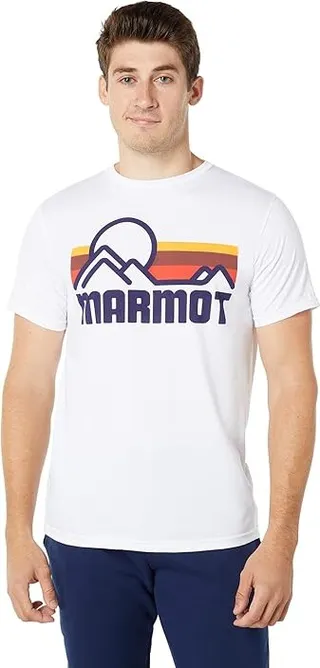 Marmot Logo Coastal Tee (White) Men's Clothing