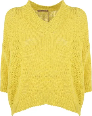 Short Sleeve Boxy V-neck Pullover