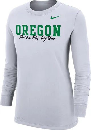 Nike Women's College Dri-FIT Mantra 365 (Oregon) Long-Sleeve T-Shirt in White