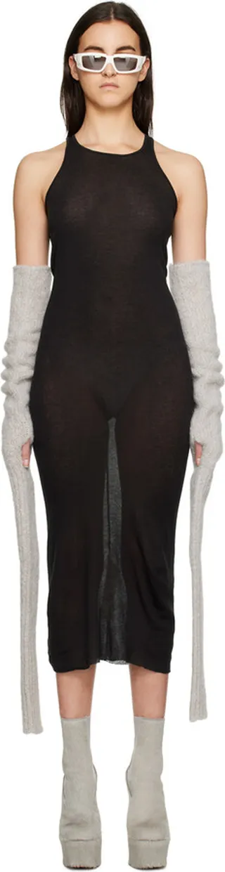 Rick Owens Black Mini Rib Maxi Dress