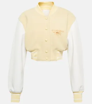 Cropped wool-blend bomber jacket
