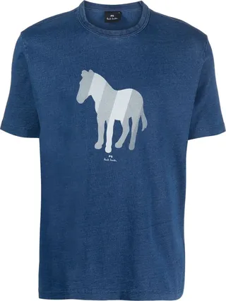 zebra-print cotton T-shirt