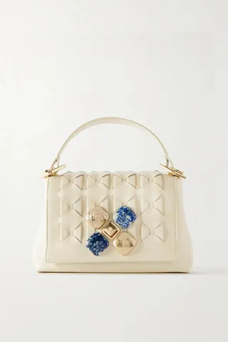 Serapian - 1928 Small Embellished Woven Leather Tote - Off-white