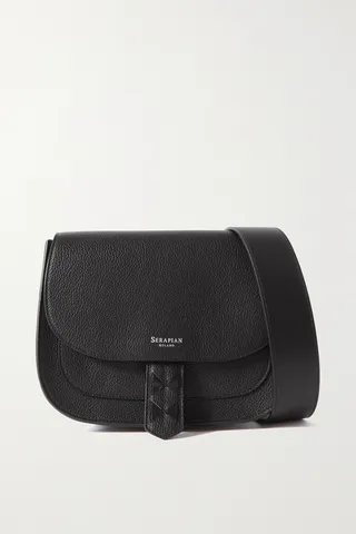 Serapian - Luna Textured-leather Shoulder Bag - Black