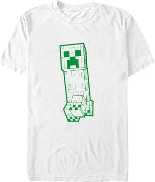 Men's Minecraft Creeper Outline T-Shirt - White - 2X Large