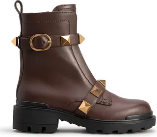 Roman Stud Calfskin Combat Boots