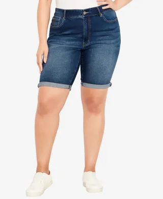 Plus Size Denim Bermuda Shorts