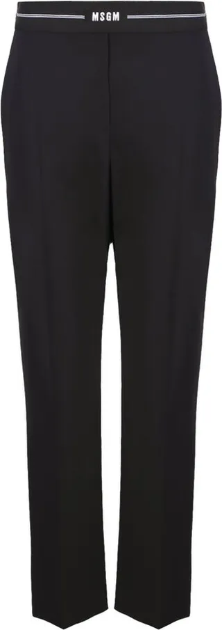 MSGM Logo Waistband Straight Leg Trousers