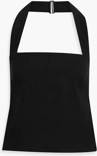 Linen-blend halterneck top