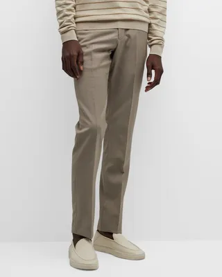 Men's Flat-Front Solid Trousers