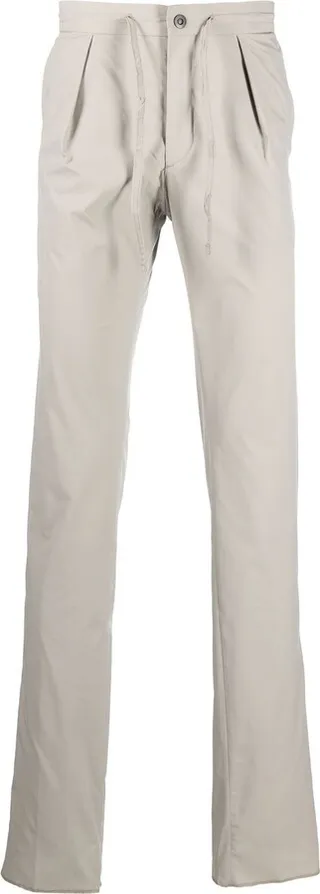 Pleat-Detail Drawstring-Waist Straight-Leg Trousers