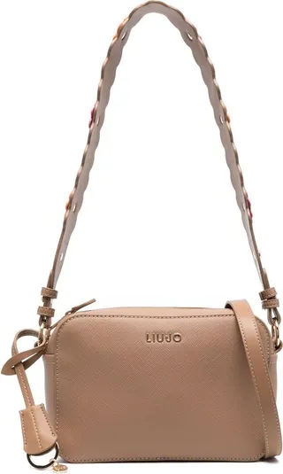 Floral-Appliqué Scalloped Shoulder Bag