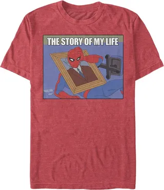Men's Marvel Spider-Man Story of Life T-Shirt - Red Heather - 3X Large