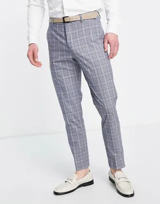 Selected Homme slim fit suit pants in blue check