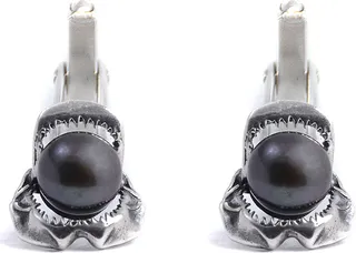 Lee Renee - Shark Jawbone & Pearl Cufflinks - Silver