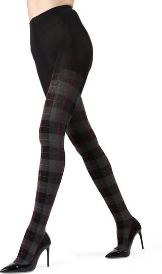 MeMoi Women's Glasgow Large Tartan Plaid Sweater Tights