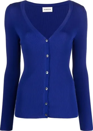 ribbed-knit V-neck cardigan