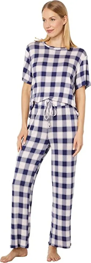 Honeydew Intimates All American Jersey PJ Set (Twilight Check) Women's Pajama Sets