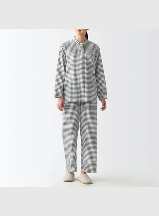 Side Seamless Double Gauze Stand Collar Pajamas