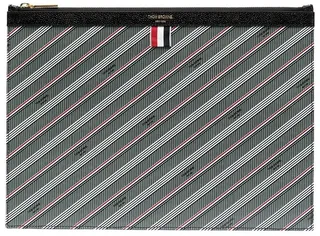 Striped Logo-Print Pouch