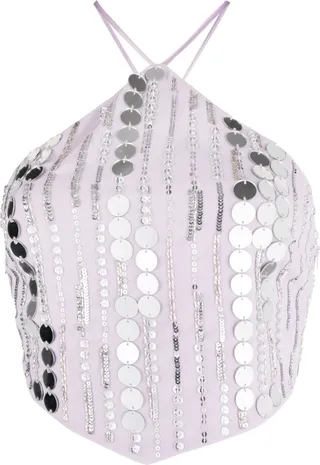 Sequin-Embellished Halterneck Top