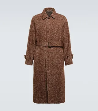 Herringbone wool and silk coat