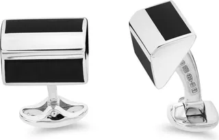 Deakin & Francis - Deakin & Francis Sterling Silver Pyramid Shape Cufflinks With Onyx Inlay