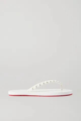 Christian Louboutin - Loubi Flip Donna Spiked Rubber Flip Flops - White