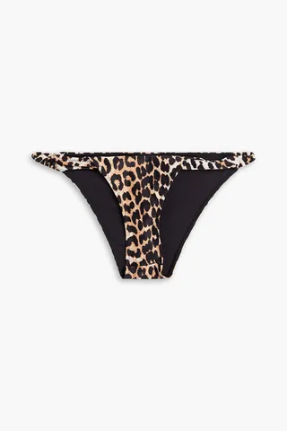 Twisted leopard-print low-rise bikini briefs