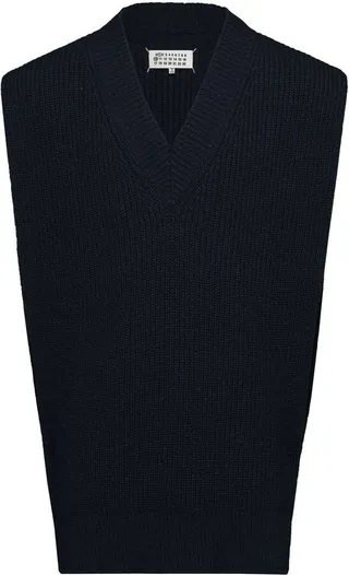 intarsia knit V-neck vest