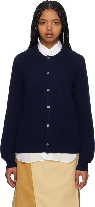 Comme des Garçons Shirt Navy Crewneck Cardigan