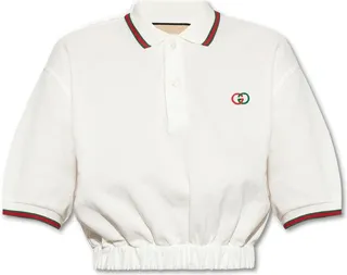 Gucci Logo Printed Cropped Polo Shirt
