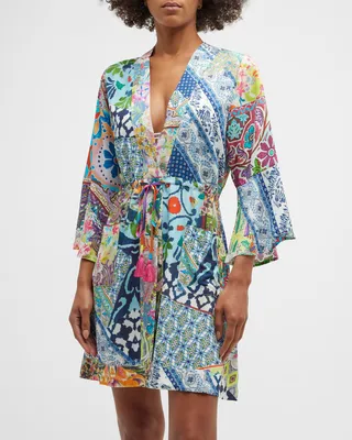 Drawstring Patchwork Mini Dress