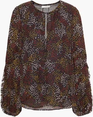 Baltasar ruffle-trimmed floral-print silk-chiffon blouse