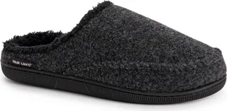 MUK LUKS Men's Faux Wool Clog Slippers-Black S
