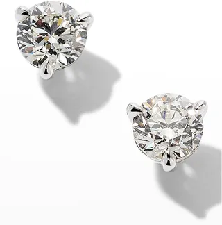 White Gold 2 Round Diamond Champagne Stud Earrings