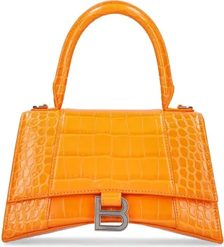 Small Hourglass Embossed Leather Bag