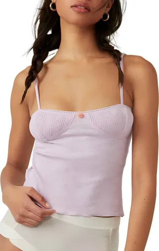 Weekend Vibe Pointelle Cup Ribbed Pajama Camisole