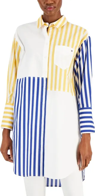 Tommy Hilfiger Women's Cotton Striped Patchwork Tunic