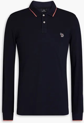 Embroidered cotton-piqué polo shirt