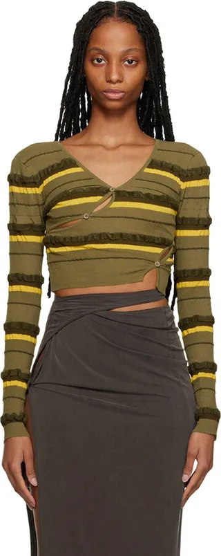 Jacquemus Green Le Raphia 'Le Cardigan Tordu' Cardigan