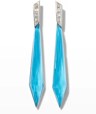 Stiletto Earrings with Turquoise Clear Quartz